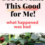 I don't want God to make this good for me. What happened was bad.